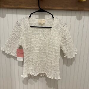 NWT White Smocked Top